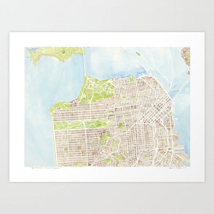 San Francisco CA City Map  Art Print