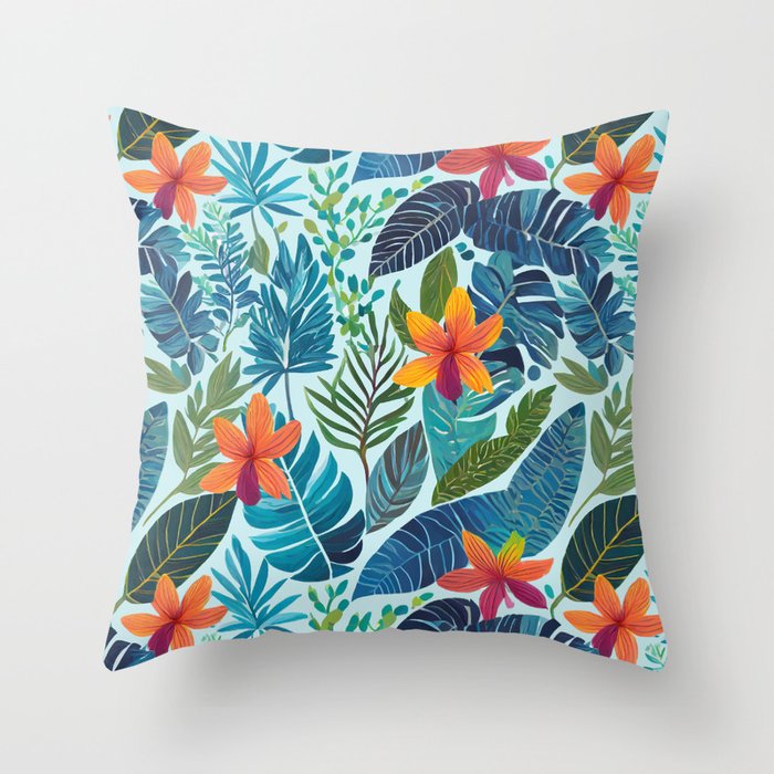 Tropical blue pattern 2 Throw Pillow