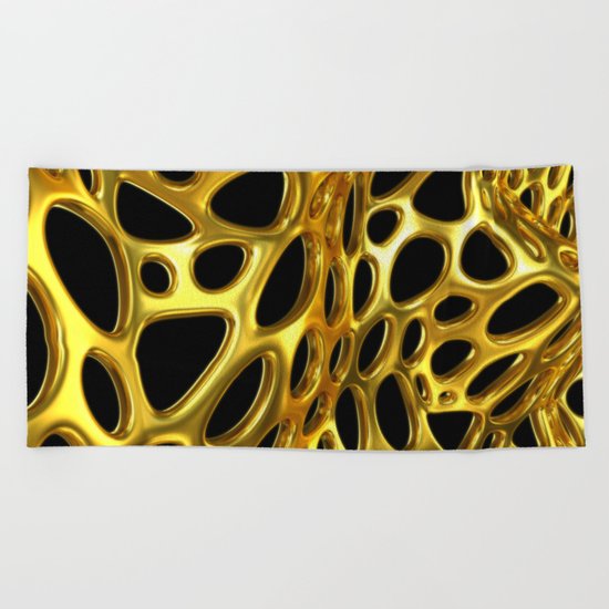 Voronoi Gold Surface Beach Towel