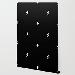 Black and White Lightning Bolt pattern Wallpaper