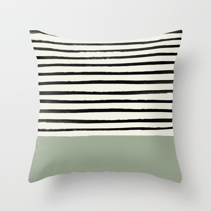 Sage Green x Stripes Throw Pillow