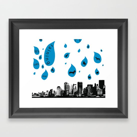 Raining Cats & Dogs Framed Art Print
