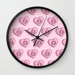 Cancer Candy Hearts Wall Clock | Zodiac, Birthday, Pink, Crab, June, Summer, Cute, Starsign, Genz, Girly 