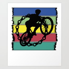 Mountian Bike Retro Colors - Great gift for a MTB Rider - Black & Retro Colors Design Art Print