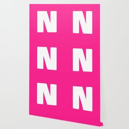 N (White & Dark Pink Letter) Wallpaper