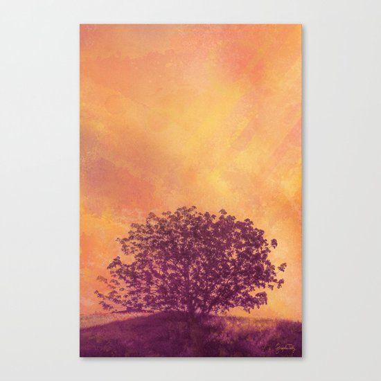 Red Violet Lone Tree and Fall Sunlight Canvas Print