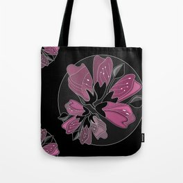 Еlegant Vintage Inspired Black and Dusty Pink Floral Print  Tote Bag