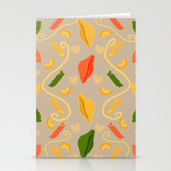 I Love Tri-Color Pasta Pattern Stationery Cards