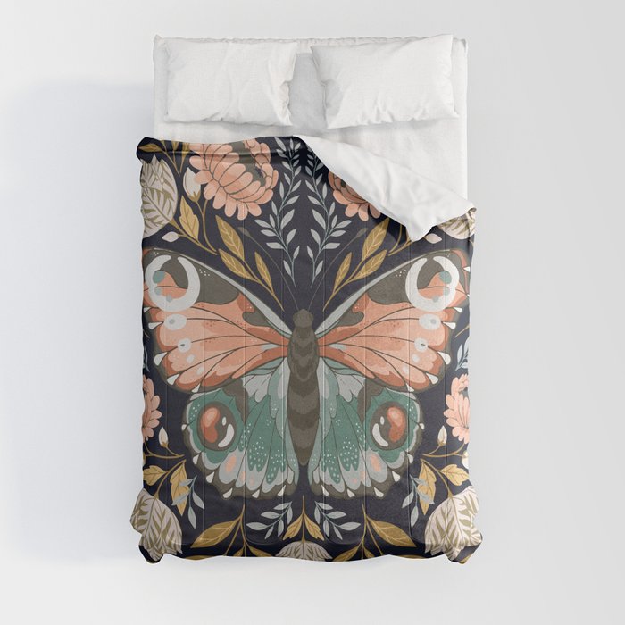 William Morris Butterfly - Midnight Garden Comforter