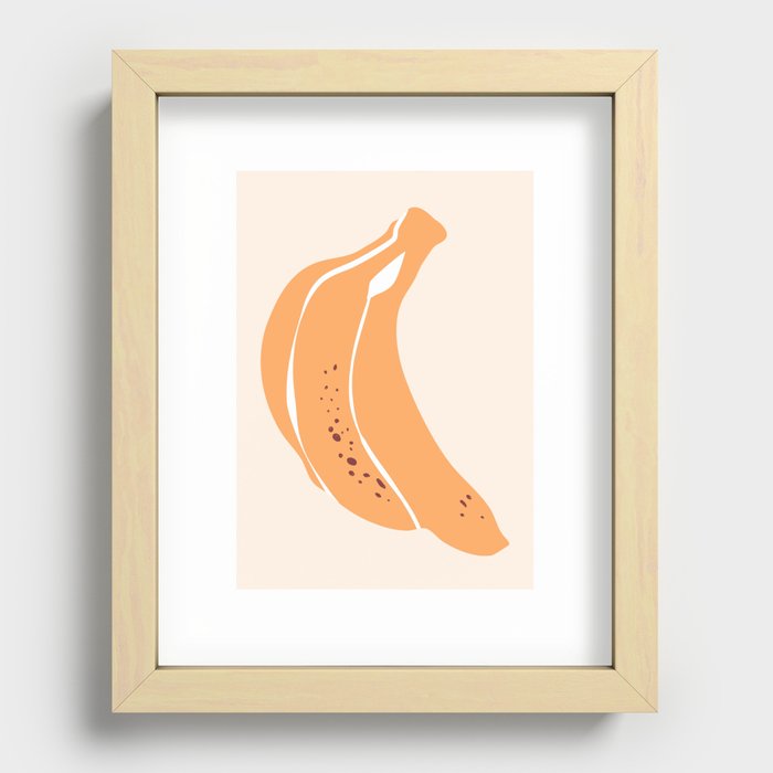 Summer banana fruit tropical food cartoon print Recessed Framed Print