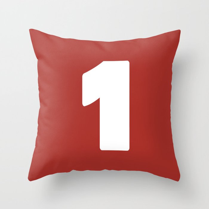 1 (White & Maroon Number) Throw Pillow