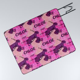  pattern with the name Chloe in pink colors and watercolor texture Picnic Blanket