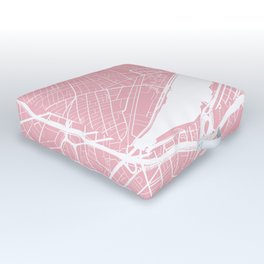 Boston, Massachusetts, City Map - Pink Outdoor Floor Cushion