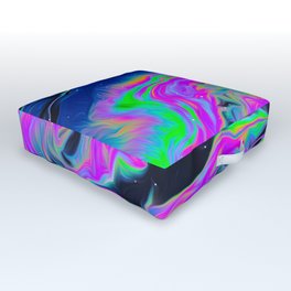 Serendipity Iridescent Space Vaporwave Marble Abstract Background Rainbow Outdoor Floor Cushion