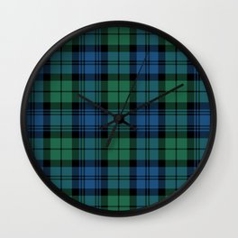 Tartan Clan Campbell Green Blue Check Pattern Wall Clock