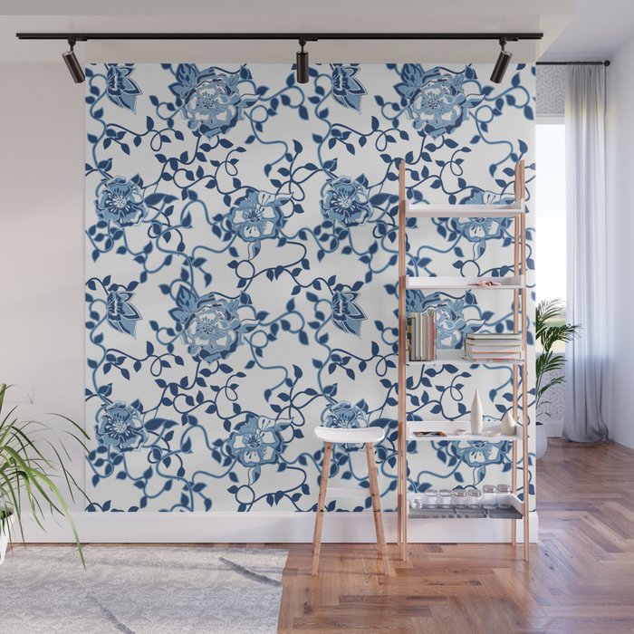 Chinoiserie ivy flower with vines Wall Mural