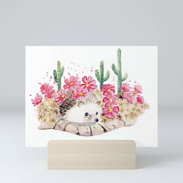 Camouflage - Hedgehog and Cactus Mini Art Print