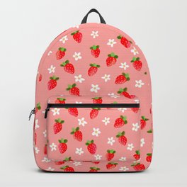 Strawberry Pattern- Pink Background Backpack
