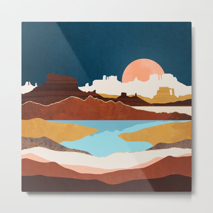 Desert Moon Lake Metal Print
