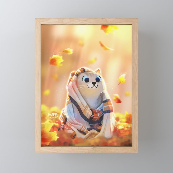 Autumn Kitty Framed Mini Art Print