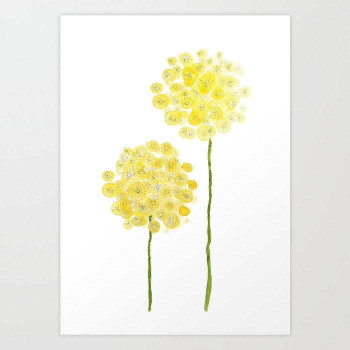 two abstract dandelions watercolor Art Print