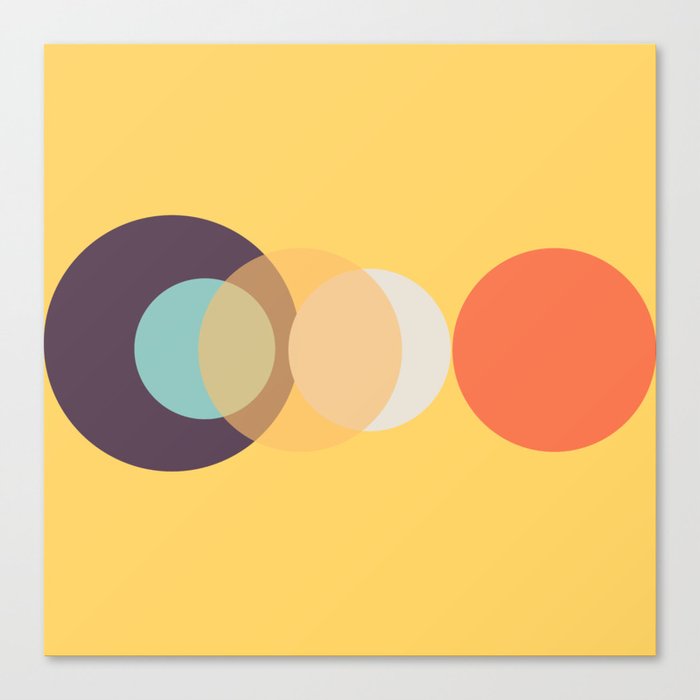 Geometric Minimalistic Circle Bubble Design Pattern in Yellow Canvas Print