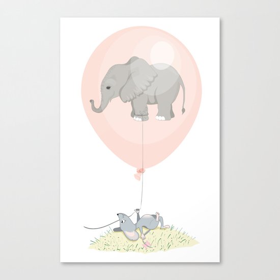 Elephant in a balloon Canvas Print