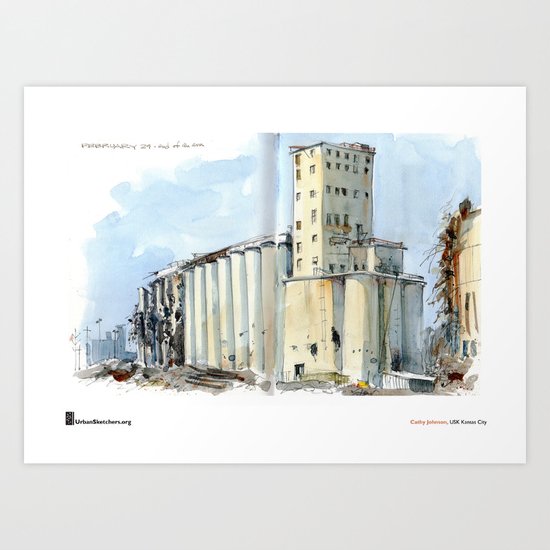 Cathy Johnson, "Grain Elevators" Art Print