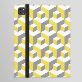 lluminating yellow and ultimate gray seamless isometric pattern. Grey, white and yellow abstract endless isometric background. Seamless geometric pattern. illustration iPad Folio Case