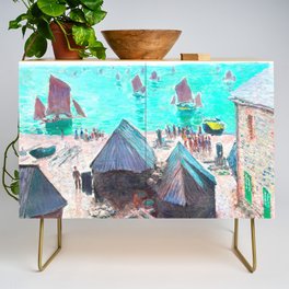monet beach village painting Credenza
