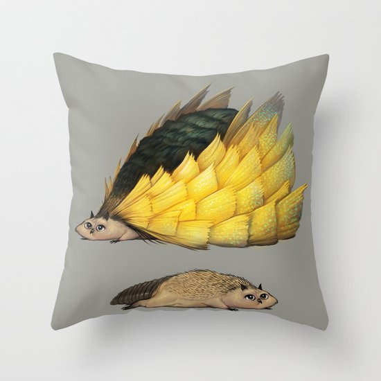 Golden Platypowl Throw Pillow