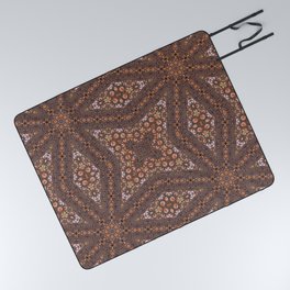 Abalone shell mosaic with a geometric kaleidoscopic design Picnic Blanket