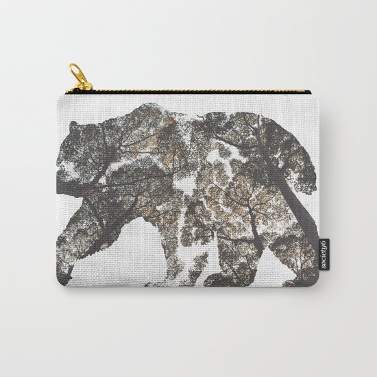 Bear Silhouette With Trees Carry-All Pouch