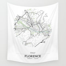 Florence, Italy City Map with GPS Coordinates Wall Tapestry