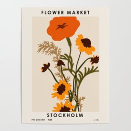 Flower Market, Stockholm, Pastel retro style Poster