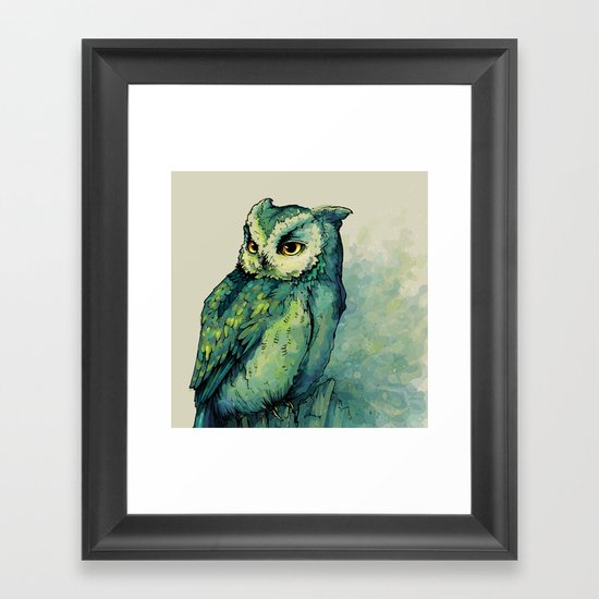 Green Owl Framed Art Print