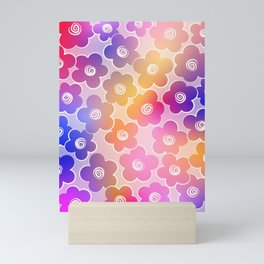 Aura Gradient Flower Pattern Mini Art Print