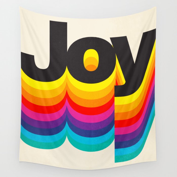 Joy: Retro Typography Edition Wall Tapestry