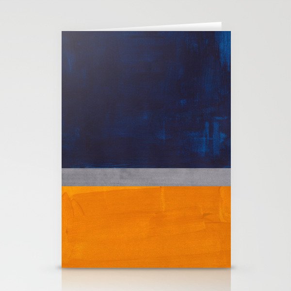 Minimalist Mid Century Rothko Color Field Navy Blue Yellow Ochre Grey Accent Square Colorblock  Stationery Cards