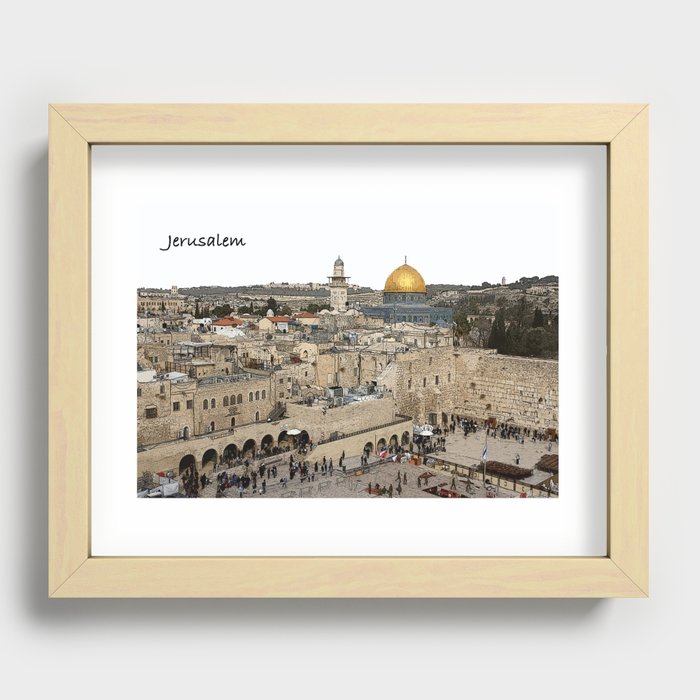 Old City Jerusalem with Dome of the Rock Recessed Framed Print