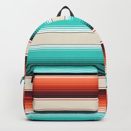 Navajo White, Turquoise and Burnt Orange Southwest Serape Blanket Stripes Backpack