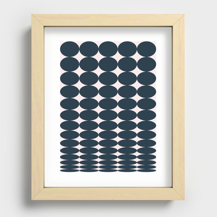 Retro Round Pattern - Dark Blue Recessed Framed Print