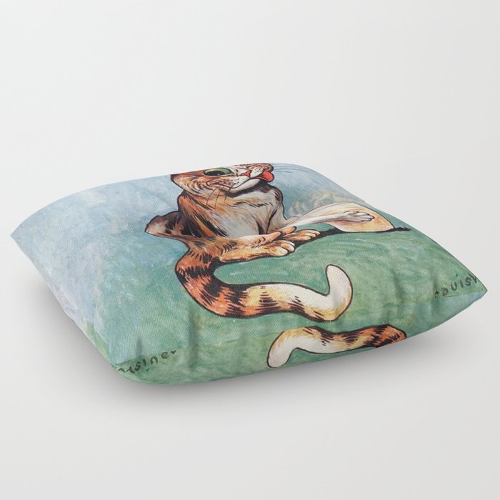 Louis Wain Funny Cats-Drinking Winking Cat  Floor Pillow