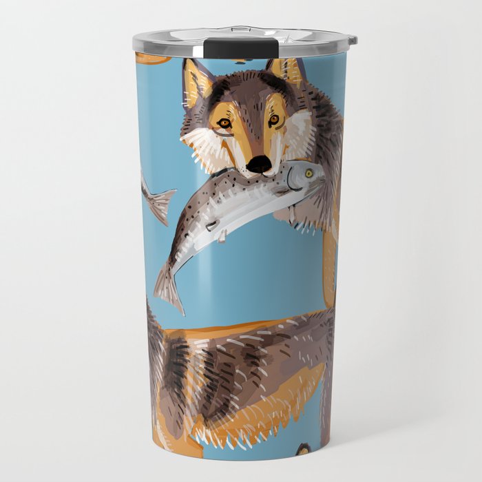 Totem Coastal wolf Vancouver Wolf Travel Mug
