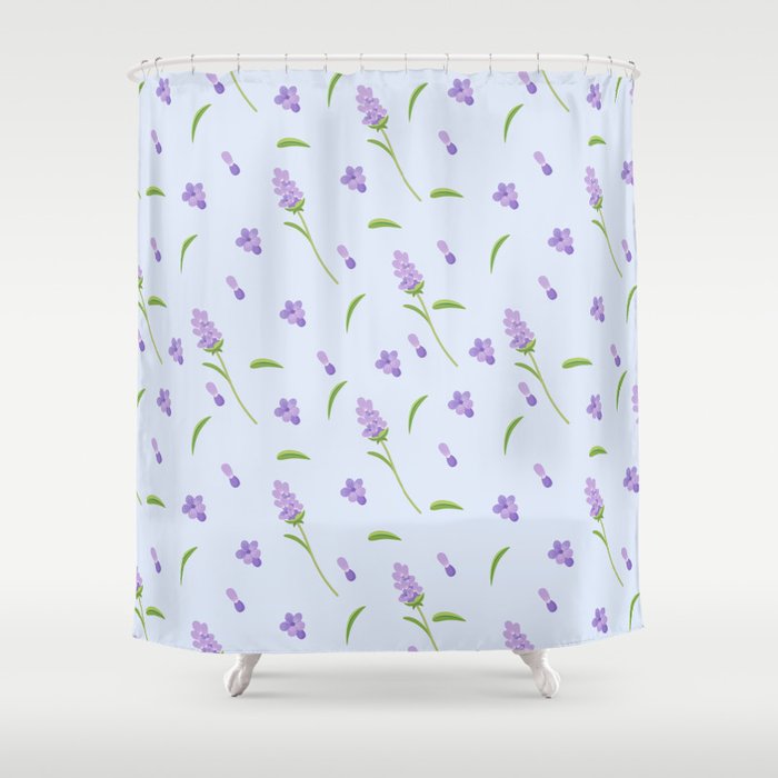 Lilac Violet Green Abstract Modern Floral Illustration Shower