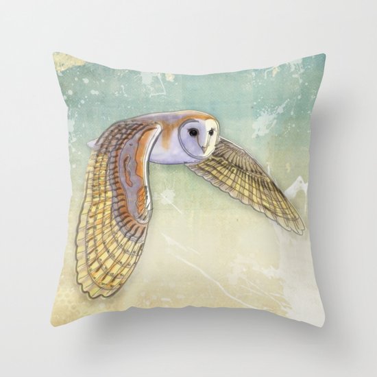 Barn Owl Labyrinth Throw Pillow