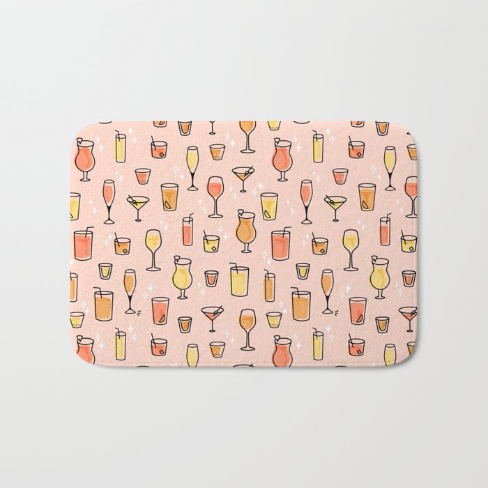 Cheers! | Cocktail Pattern | Rosé |  Bath Mat