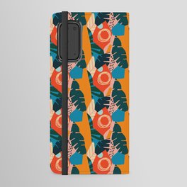 Abstract Orange Summer Tropical Leaves Android Wallet Case