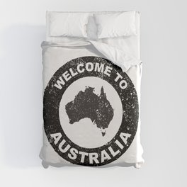 Rubber Ink Stamp Welcome To Australia Duvet Cover