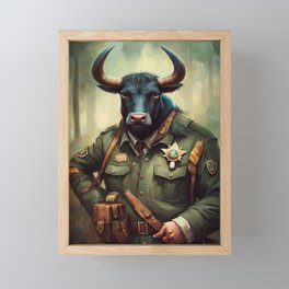 Bull dressed as a Forest Ranger No.1 Framed Mini Art Print